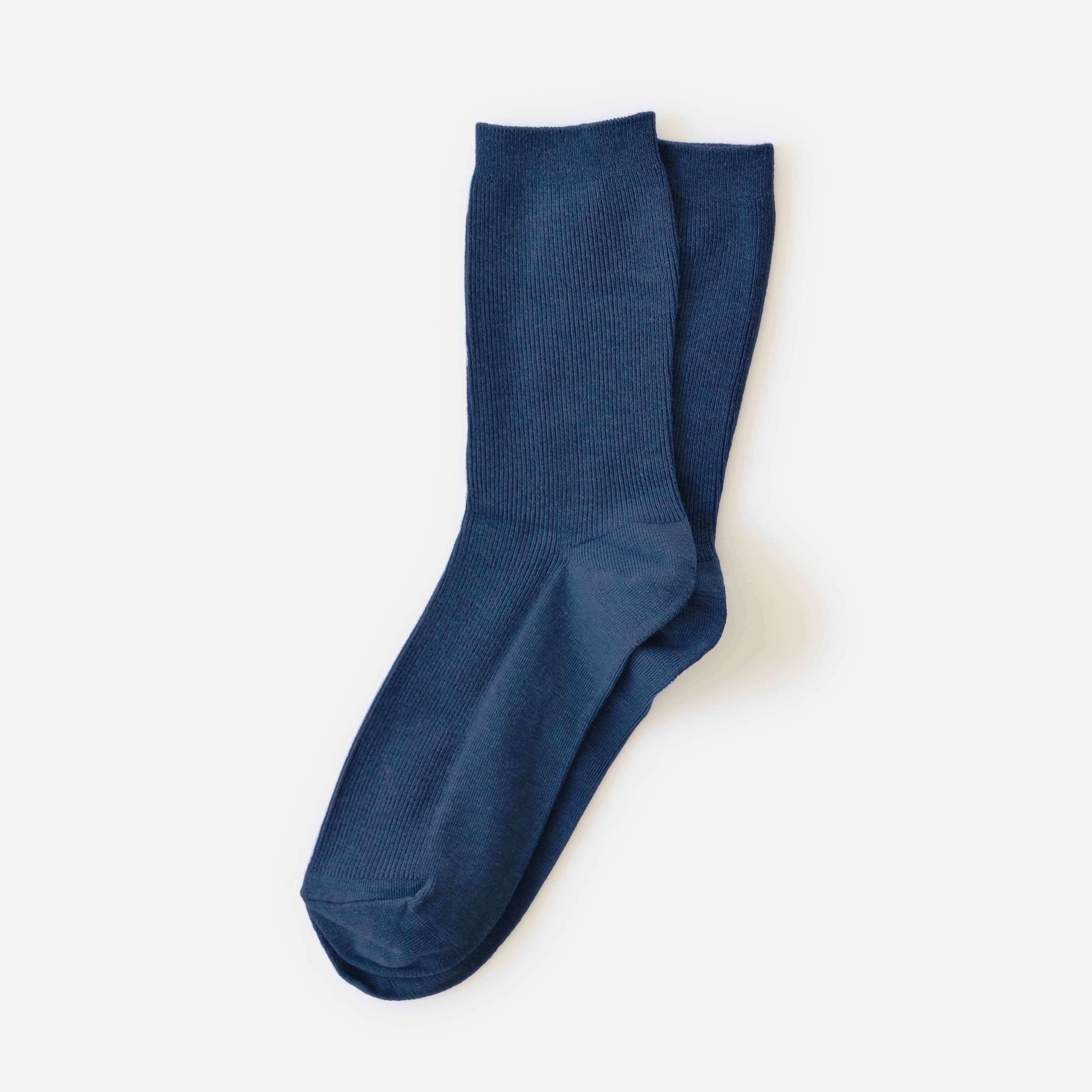 Deep Ocean - Everyday Solid Deep Blue Cotton Crew Socks – Hooray