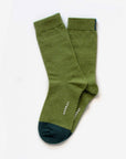 Lafayette moss green cotton crew sock – showcasing the two-tone design.