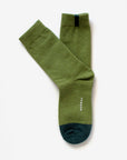 Lafayette moss green cotton crew sock – back view highlighting the two-tone color design