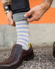 Eureka Regular Stripe Crew Socks — Fog