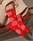 Sutro Bold Dot Crew Socks — Poppy