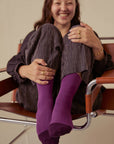 Two Tone Crew Socks — Plum Purple
