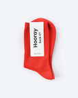 Hooray Sock Co.'s Scarlet Crew Socks: Comfort and poppin' colors in Everyday Cotton. Shorter crew length. 80% cotton, 20% spandex. Made in South Korea. Small (Women's 4-10).