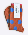 Hooray Sock Co. Panhandle Polka Dot Crew Socks. Fun and sassy crew socks with polka dots. Crew length, 80% cotton, 20% spandex. Sizes: Large (US men’s 8-12), Small (US women's 4-10)