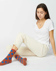 Hooray Sock Co. Panhandle Polka Dot Crew Socks. Fun and sassy crew socks with polka dots. Crew length, 80% cotton, 20% spandex. Sizes: Large (US men’s 8-12), Small (US women's 4-10)