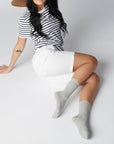 Hooray Sock Co.'s Cement Crew Socks: Everyday Cotton, Colorful hues, Comfy & Stylish. Petite crew, Cement grey, 80% cotton, 20% spandex. Made in South Korea. Unisex. Small (Women’s 4-10).