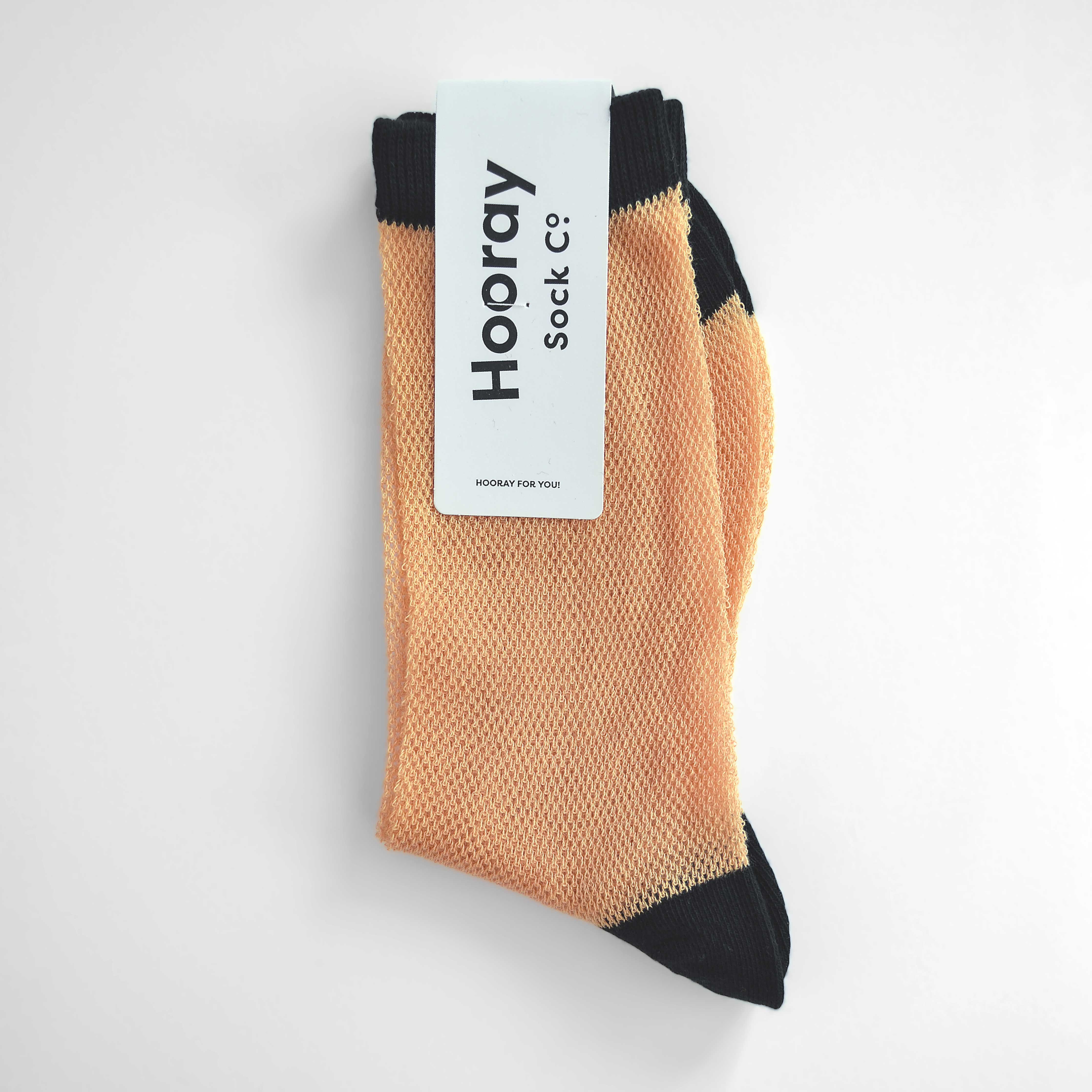 &#39;Valencia&#39; mid-crew socks, showcasing an open mesh sheer design in Cantaloupe, Pink, and Purple, effortlessly blending breathability and chic style. Size: Small (US women’s shoe size: 4-8).