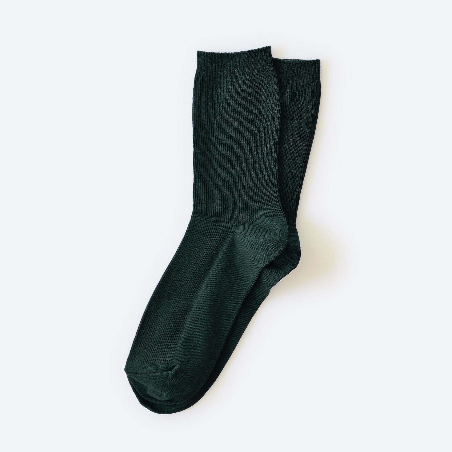 slim fit dress slacks Mid-Calf Mens Dress Socks - Green Ribbed - Organic Cotton main image 1