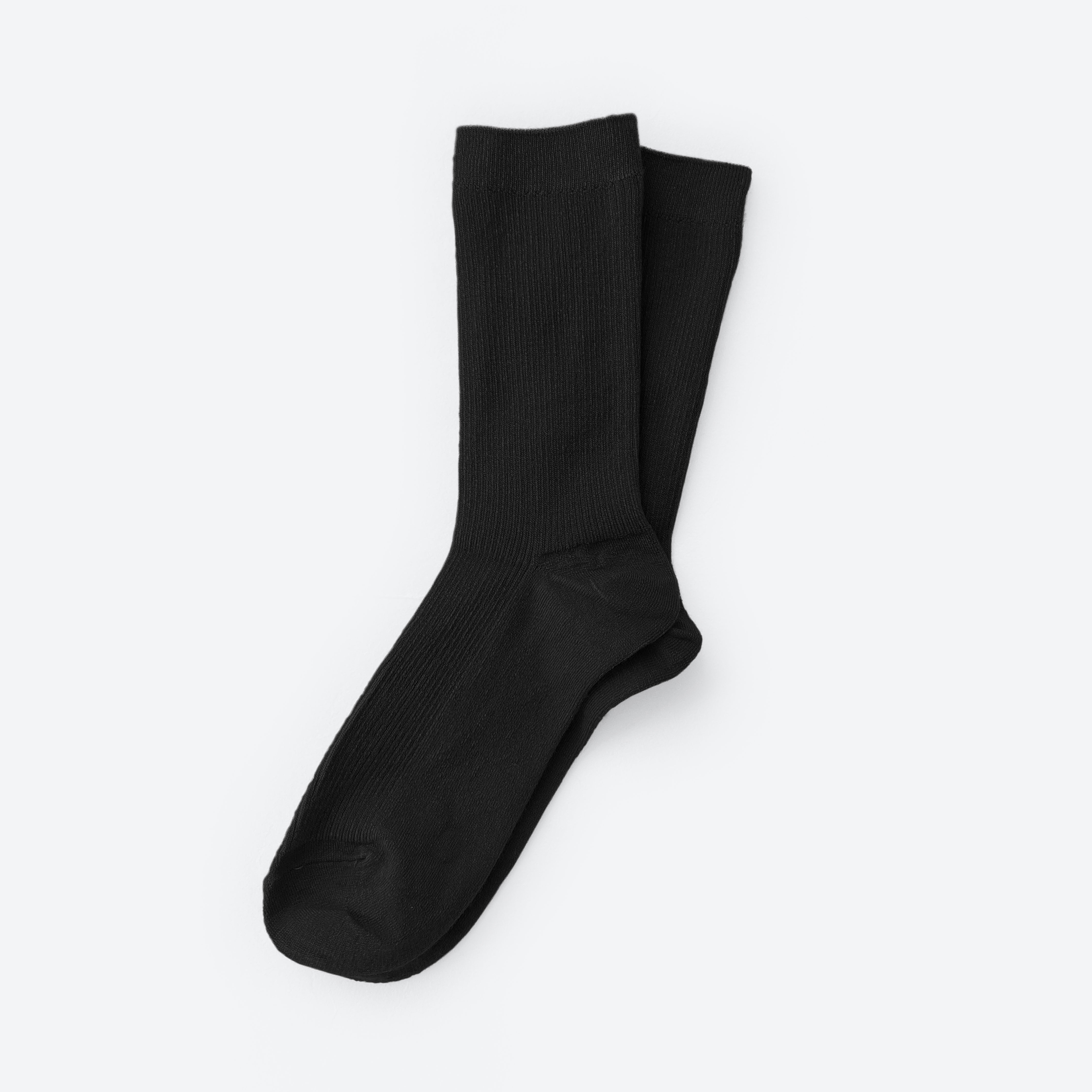 Hooray Sock Co. Raven Merino Wool Crew Socks. Everyday ease and flair in dark black. Crew length, 20% Merino Wool, 35% Spandex, 45% Acrylic. Size: Small (US women’s 4-10)