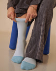 Two Tone Crew Socks — Sky Blue
