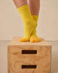 Two Tone Crew Socks — Saffron Yellow
