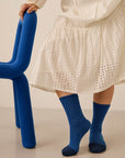 Two Tone Crew Socks — Indigo Blue