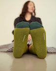 Two Tone Crew Socks — Moss Green