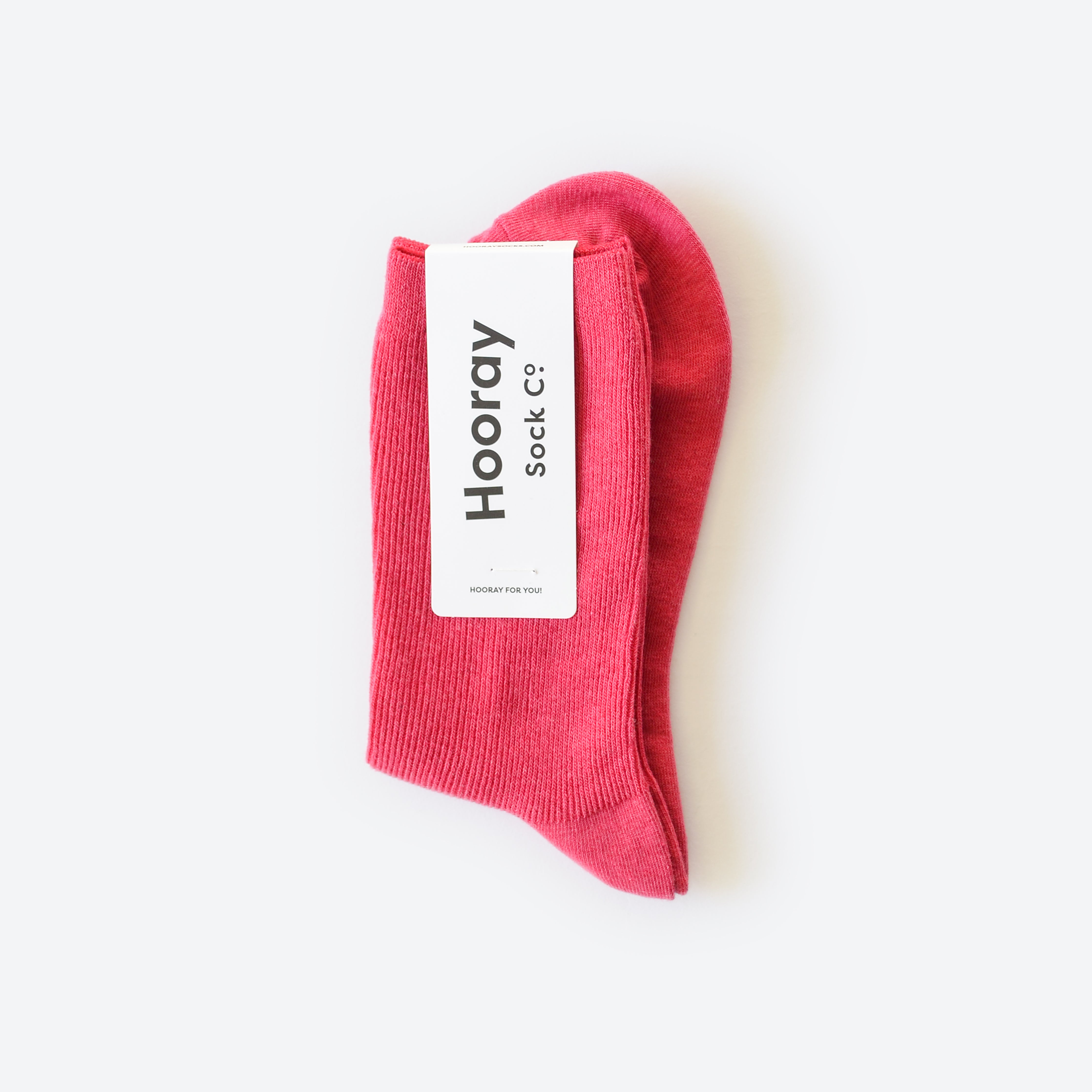 Hooray Sock Co.'s Fuchsia Crew Socks: Everyday Cotton comfort with fetching Fuchsia flair. Crew length, 80% cotton, 20% spandex. Made in South Korea. Unisex. Small (Women's 4-10). 