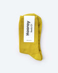Hooray Sock Co.'s Munsell Crew Socks: Vibrant style in bright Green Yellow. Shorter crew length. 80% cotton, 20% spandex. Made in South Korea. Small (Women's 4-10).