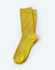 Hooray Sock Co.'s Munsell Crew Socks: Vibrant style in bright Green Yellow. Shorter crew length. 80% cotton, 20% spandex. Made in South Korea. Small (Women's 4-10).