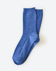 Hooray Sock Co.'s Ocean Crew Socks: Plunge into fashion with comfy cotton in cute ocean blue. Shorter crew length. 80% cotton, 20% spandex. Made in South Korea. Small (Women's 4-10).