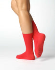Hooray Sock Co.'s Scarlet Crew Socks: Comfort and poppin' colors in Everyday Cotton. Shorter crew length. 80% cotton, 20% spandex. Made in South Korea. Small (Women's 4-10).