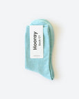 Hooray Sock Co.'s Seafoam Crew Socks: Calm and easy style with Everyday Cotton. Shorter crew length. 80% cotton, 20% spandex. Made in South Korea. Small (Women's 4-10).