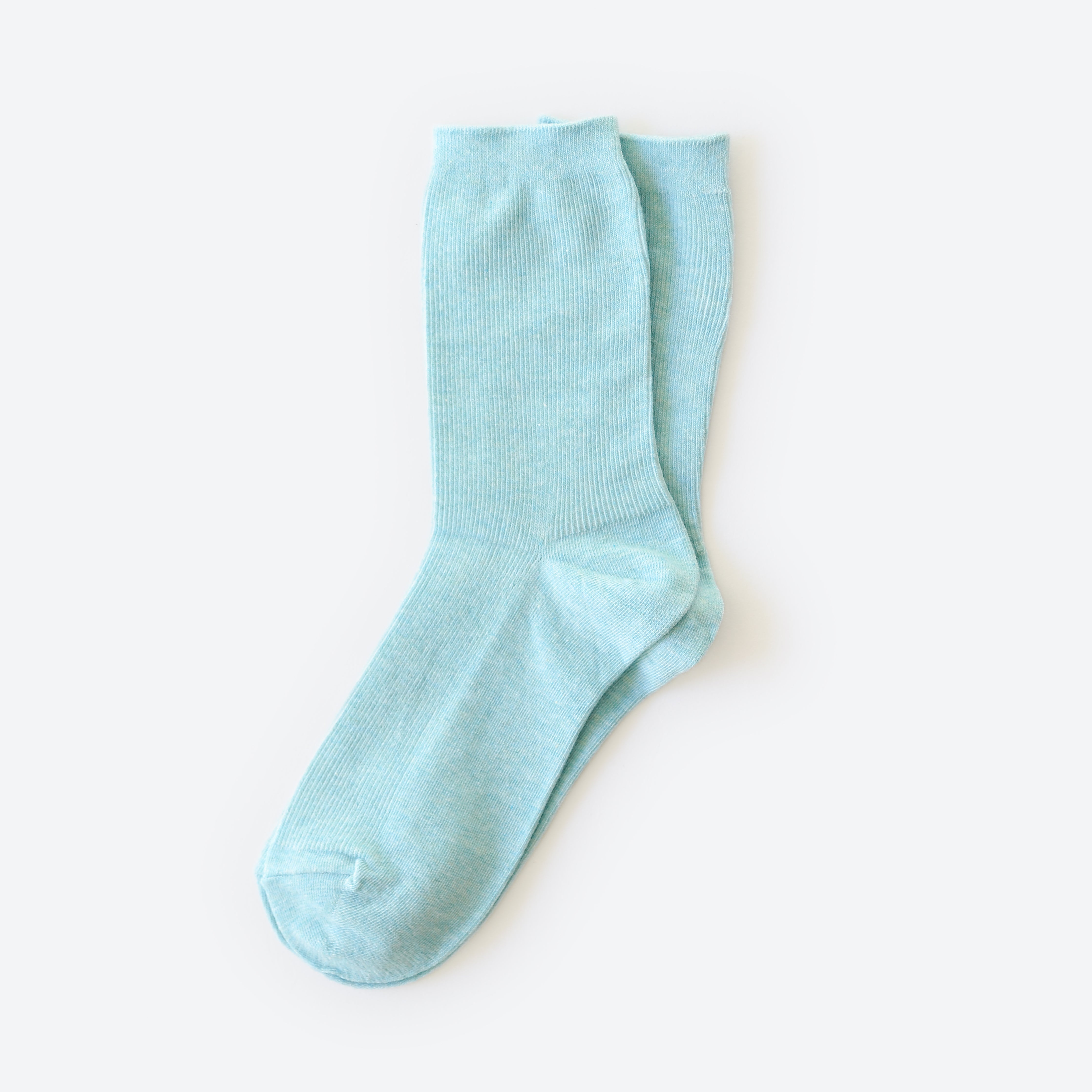 Hooray Sock Co.&#39;s Seafoam Crew Socks: Calm and easy style with Everyday Cotton. Shorter crew length. 80% cotton, 20% spandex. Made in South Korea. Small (Women&#39;s 4-10).