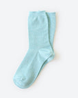 Hooray Sock Co.'s Seafoam Crew Socks: Calm and easy style with Everyday Cotton. Shorter crew length. 80% cotton, 20% spandex. Made in South Korea. Small (Women's 4-10).