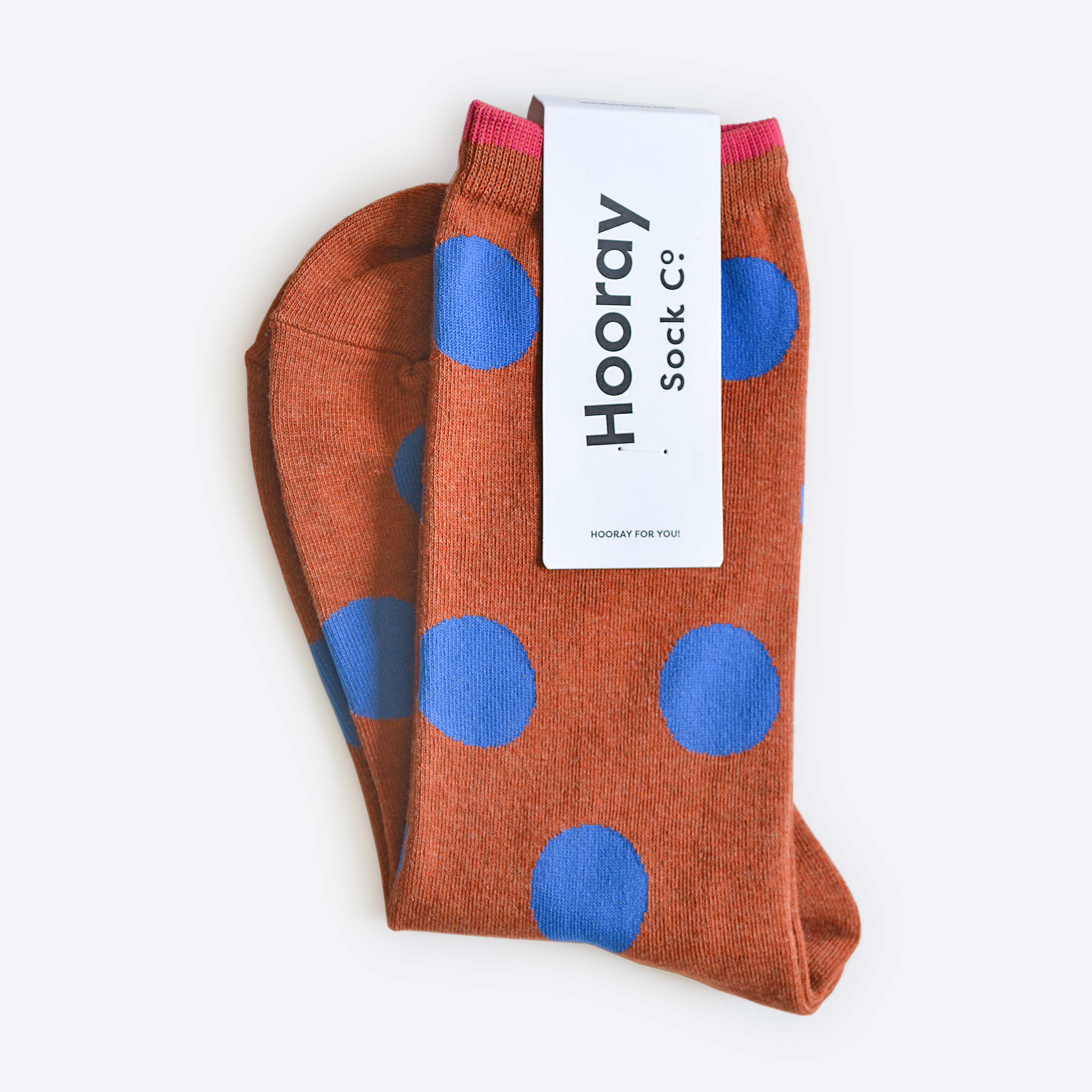 Hooray Sock Co. Panhandle Polka Dot Crew Socks. Fun and sassy crew socks with polka dots. Crew length, 80% cotton, 20% spandex. Sizes: Large (US men’s 8-12), Small (US women's 4-10)