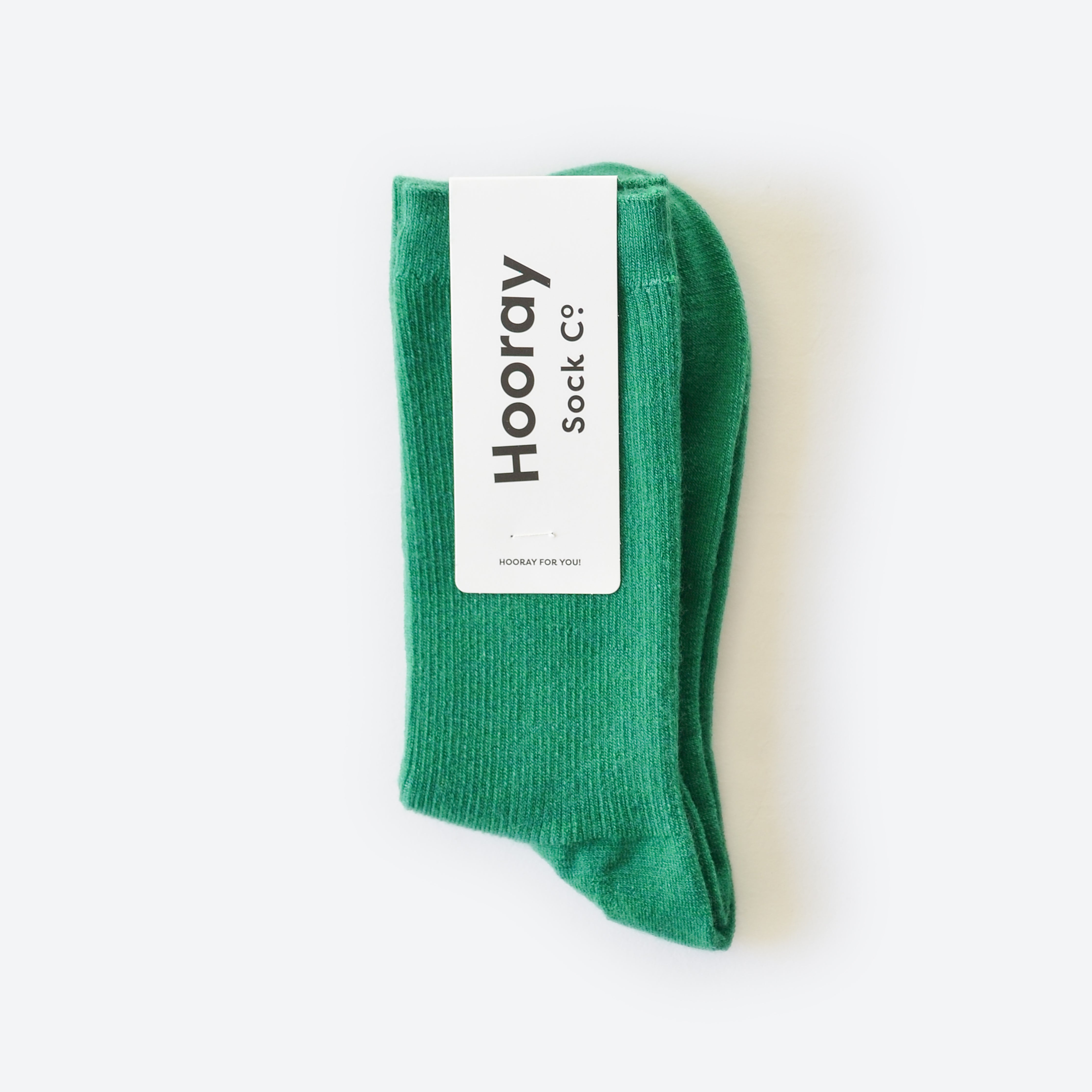Hooray Sock Co. Kelly Green Merino Wool Crew Socks. Cozy comfort meets versatile style. Short crew in green. 20% Merino Wool.