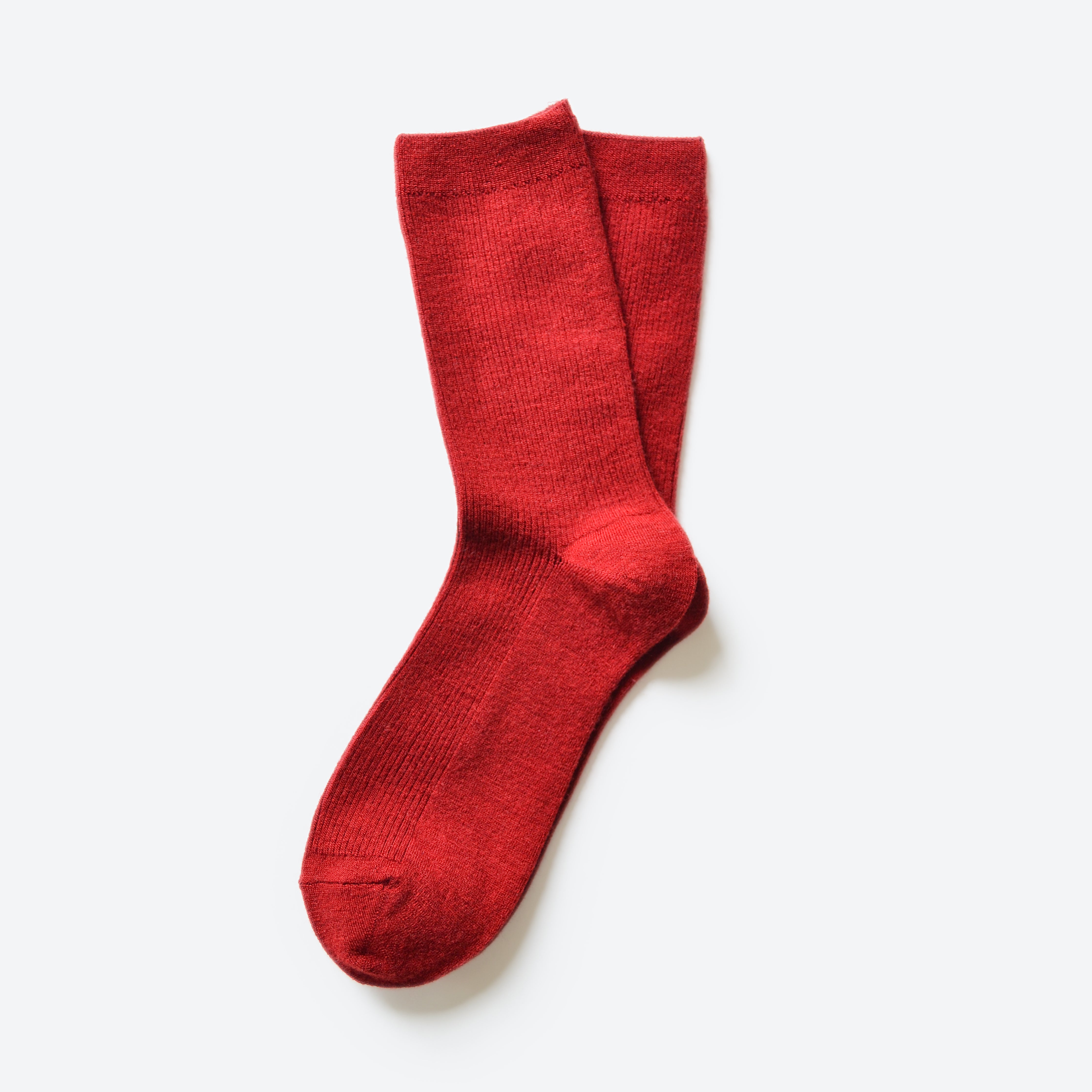 Hooray Sock Co. Monterey Merino Wool Crew Socks. Cozy elegance for any adventure. Short crew in rich red hue. 20% Merino Wool.