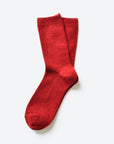 Hooray Sock Co. Monterey Merino Wool Crew Socks. Cozy elegance for any adventure. Short crew in rich red hue. 20% Merino Wool.