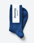 Hooray Sock Co. Ocean Merino Wool Crew Socks. Everyday ease and flair in ocean blue. Crew length, 20% Merino Wool, 35% Spandex, 45% Acrylic. Size: Small (US women’s 4-10)